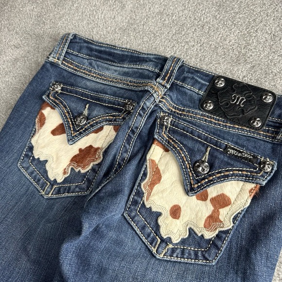 Miss Me Denim - Miss Me Jeans Women's 28" Blue Boot Cut Cow Print Western Preppy Y2K Skater 2000